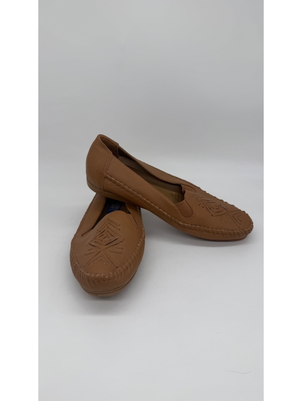 Valley Lane Tan Leather Moccasin Loafers Women’s 10.5W Wide Comfort Shoes